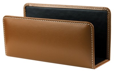 Briefständer CAMBRIDGE Top Grain Rindspaltleder mit heller Kontrastnaht hellbraun
